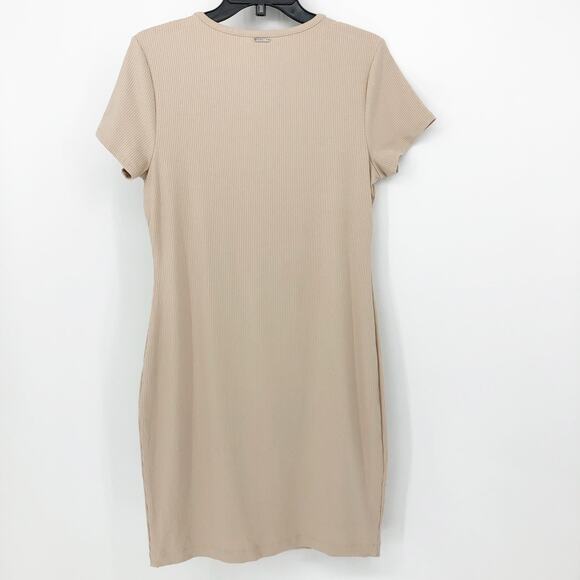 GUESS Women's Essentials Lana Dress XL Beige Short Sleeves Bodycon Cut Out NWT - Picture 6 of 11